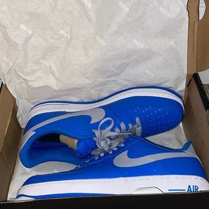 Personalized custom Air Force 1s (Blue, Grey, and White)